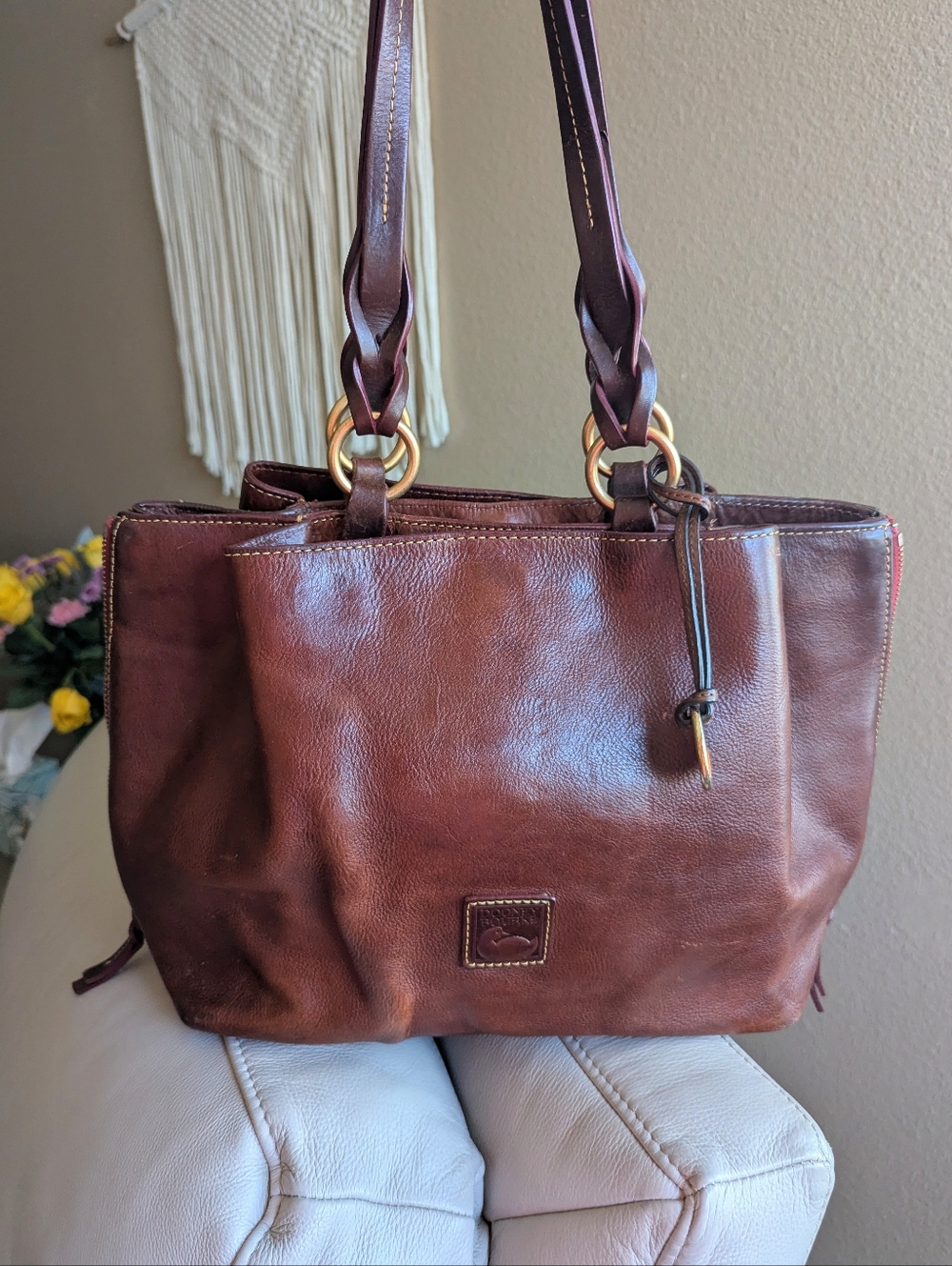 Dooney & Bourke Florentine Leather Large Zip Barlow Satchel.